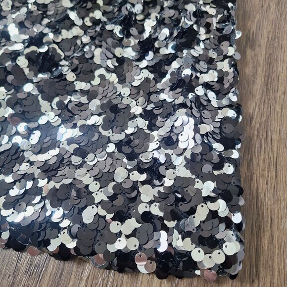 💙 Magic Sequined Skirt Black Gray Elastic Waist Lined Size M - Picture 5 of 9